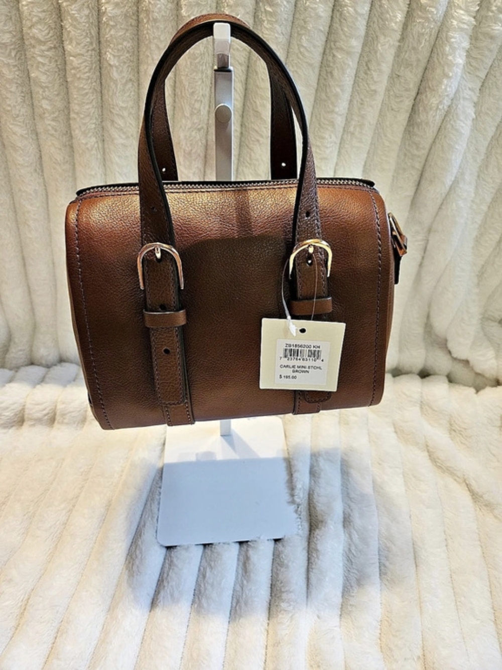New!Fossil✨️Carlie Mini Satchel Brown - Picture 3 of 13